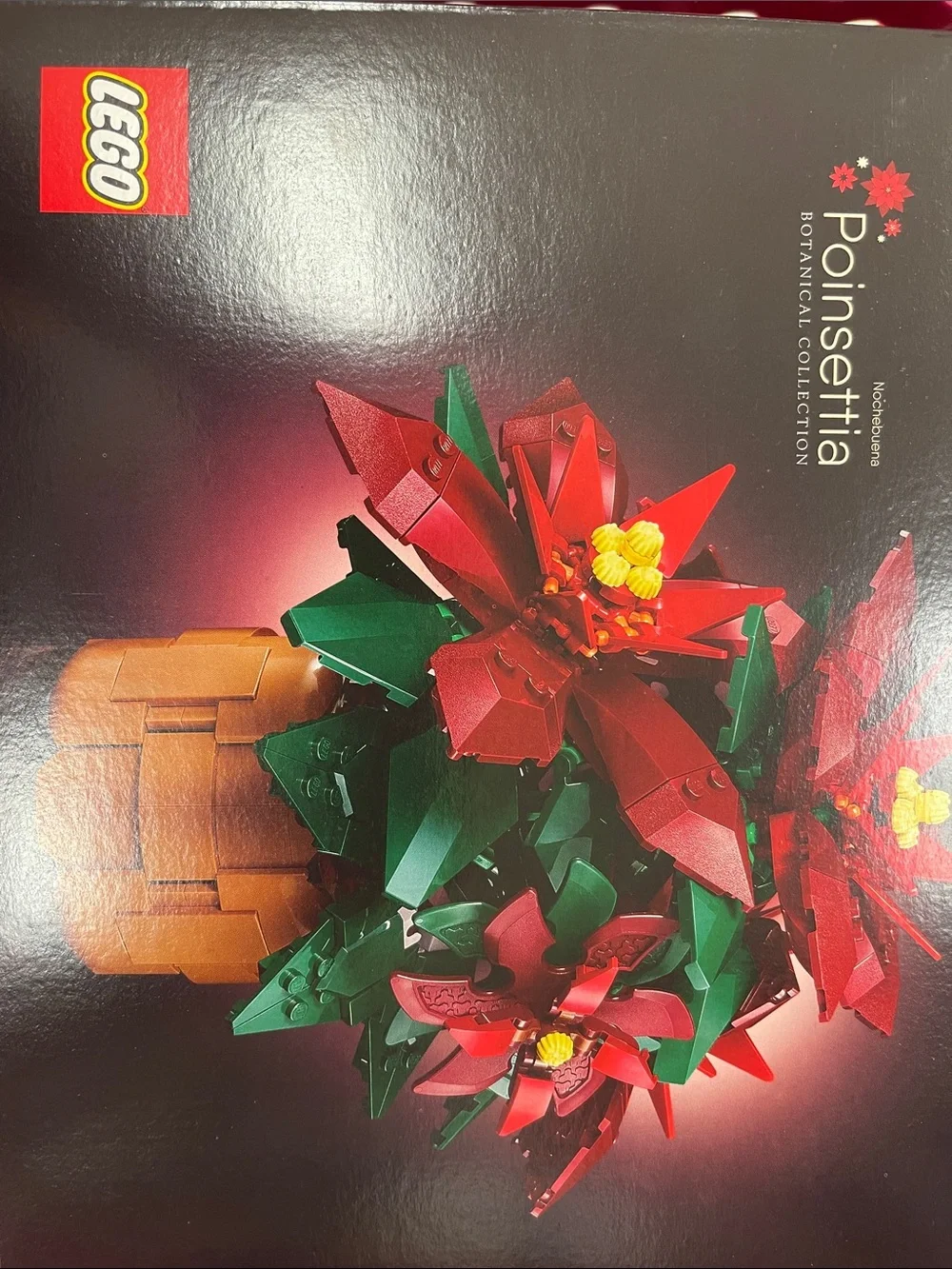 Lego Red and Green Poinsettia Floral Model with Yellow Accents